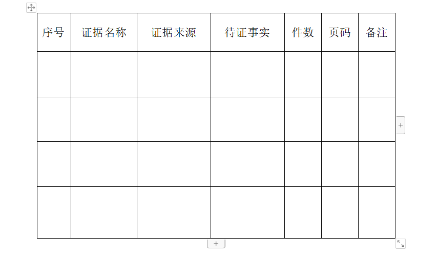 商标评审案件证据目录